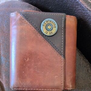 Remington Brown and Dark Brown Leather Wallet with 12 GA Shell Accent